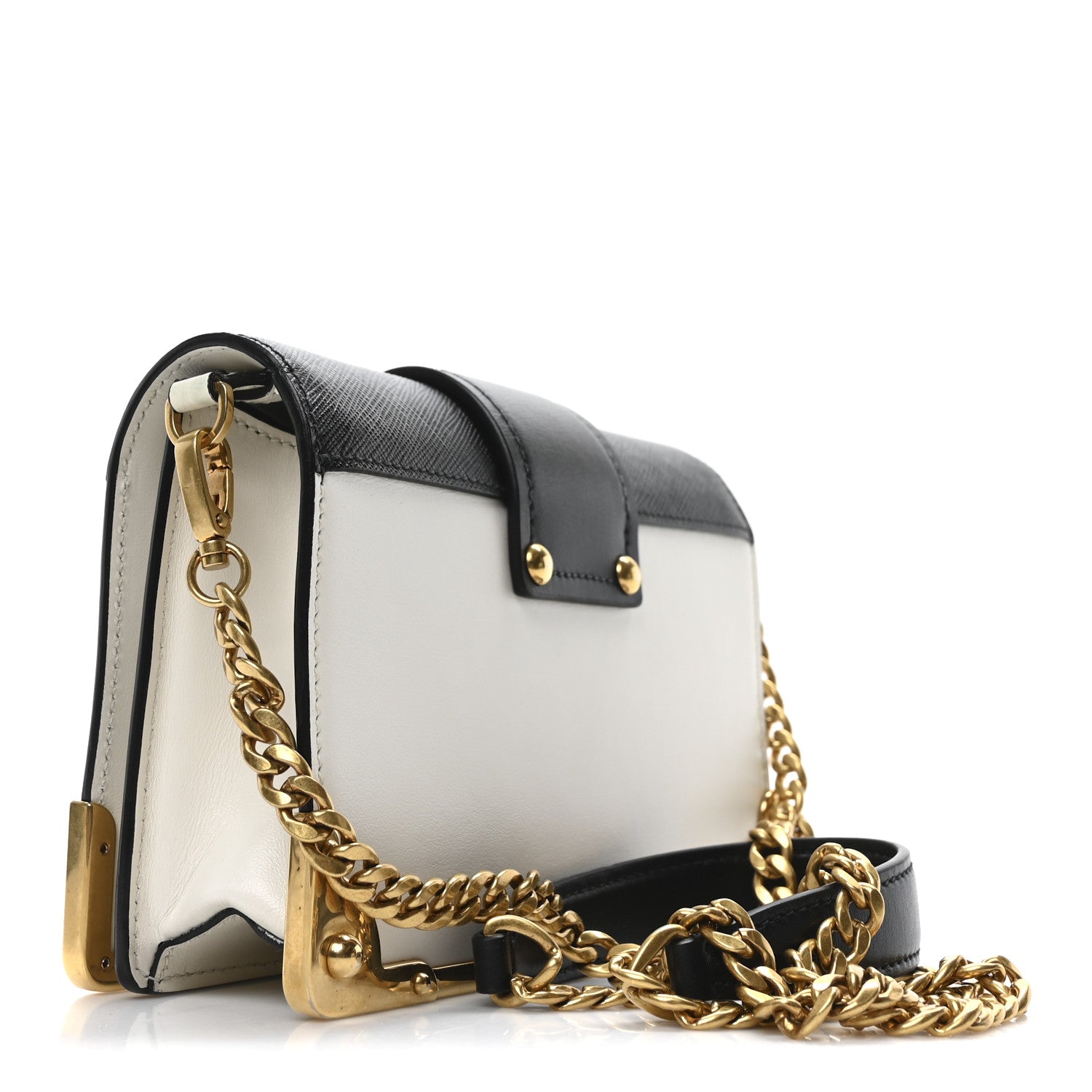 Prada City Calf Saffiano Cahier Bag Talco Black 3 of 10