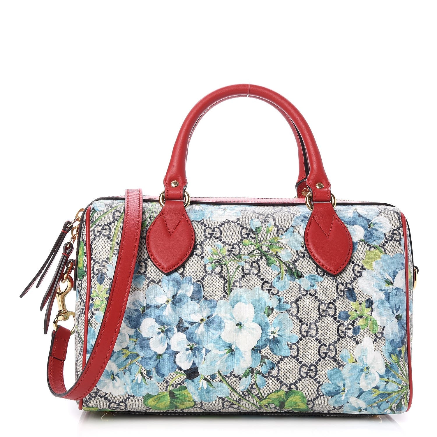 Gucci GG Supreme Monogram Blooms Small Boston Beige Blue Navy Hibiscus Red 1 of 7