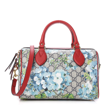 Gucci GG Supreme Monogram Blooms Small Boston Beige Blue Navy Hibiscus Red 1 of 7