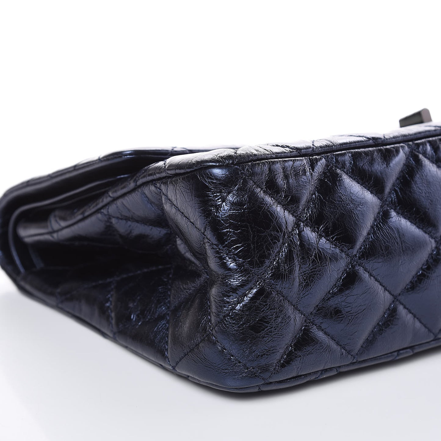 Metallic Aged Calfskin Quilted 2.55 Reissue 227 Flap Dark Navy Blue