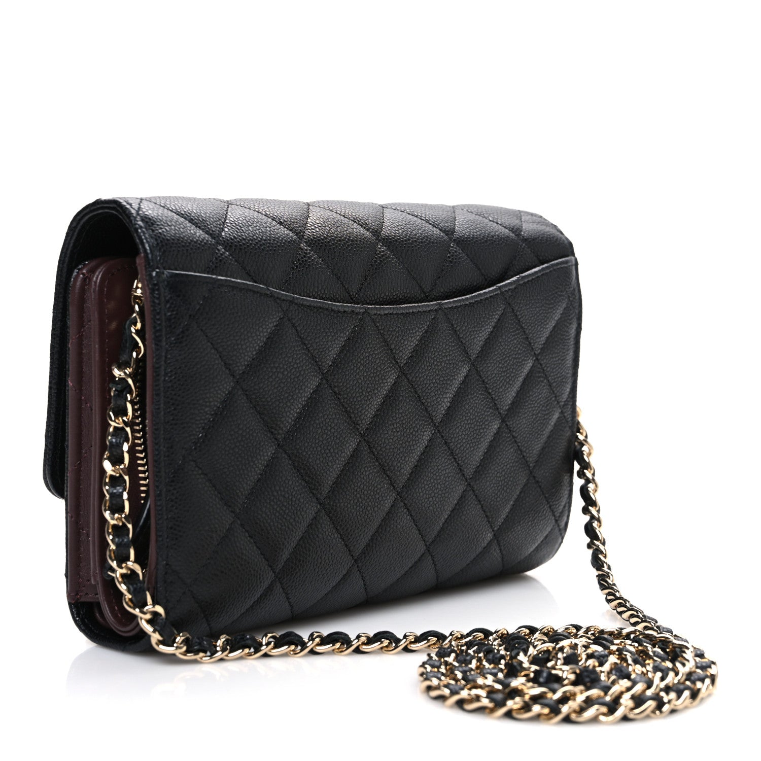 Chanel Caviar Quilted Compact Wallet On Chain WOC Black 4 of 12