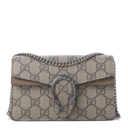 Gucci GG Supreme Monogram Super Mini Dionysus Shoulder Bag Taupe 1 of 9
