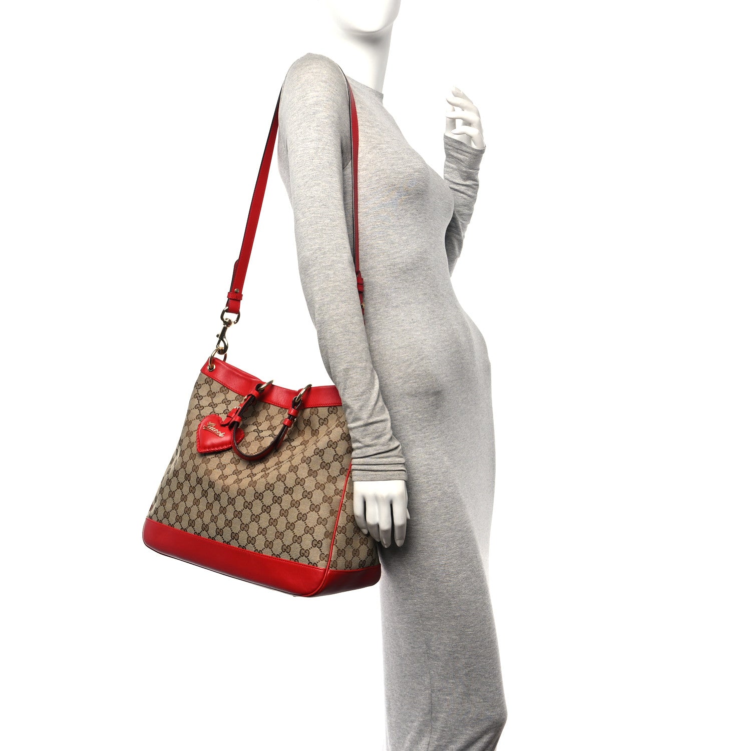 Gucci Monogram Medium Valentine Top Handle Bag Red 2 of 15