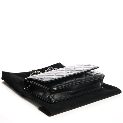 Louis Vuitton CHANEL Lambskin Quilted Wallet On Chain WOC Black 4 of 9