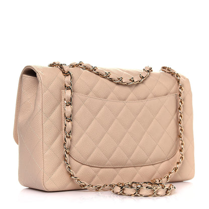 Chanel Caviar Quilted Jumbo Single Flap Beige Clair 3 of 13