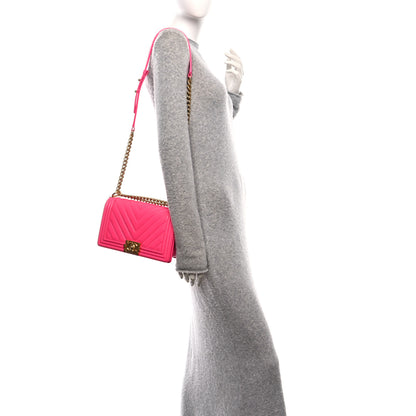 Chanel Caviar Chevron Quilted Medium Boy Flap Fuchsia 2 of 11