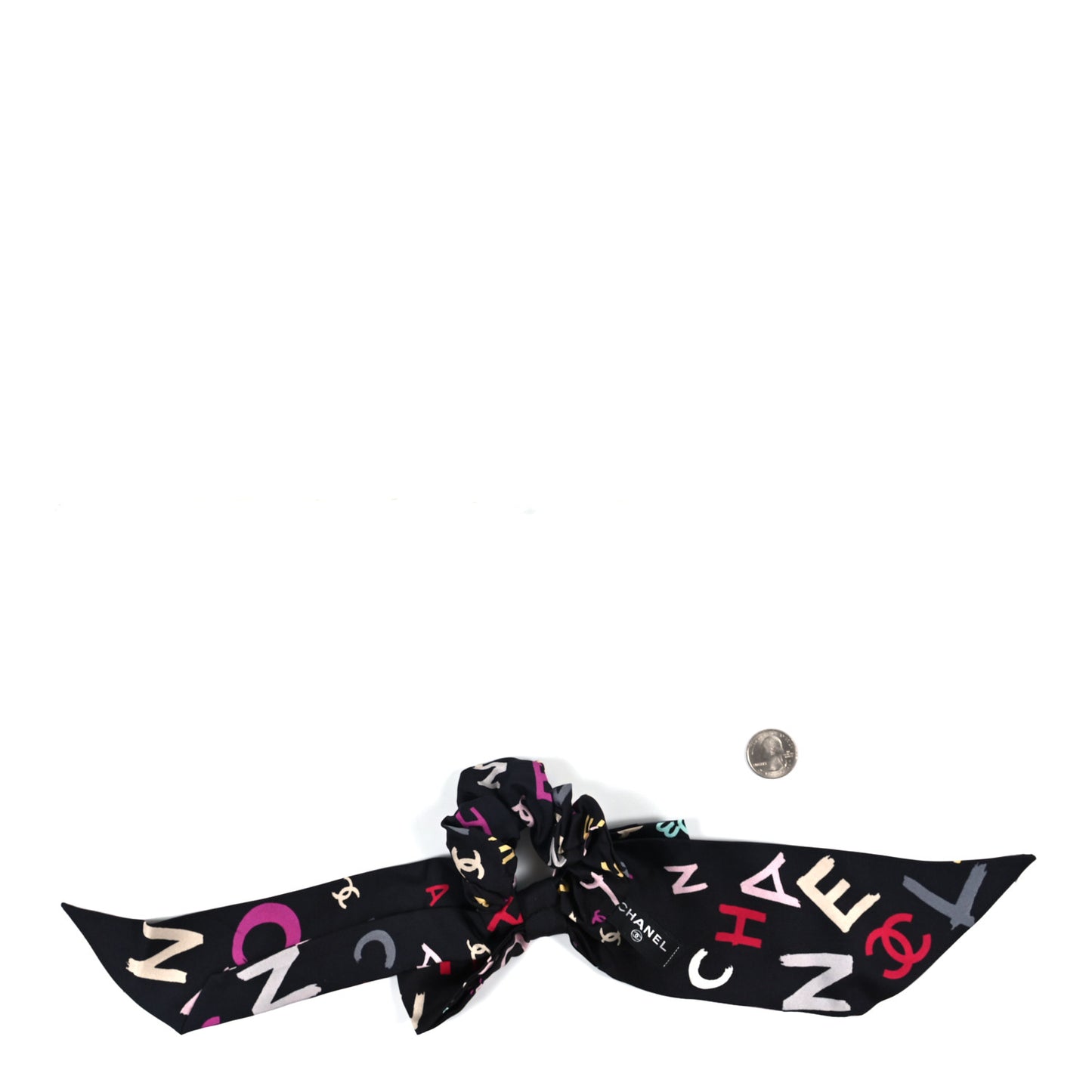 Silk Bow CC Scrunchie Black Multicolor Black