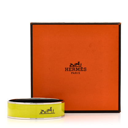 Hermes Enamel Wide Caleche Bracelet 70 Lime 6 of 6
