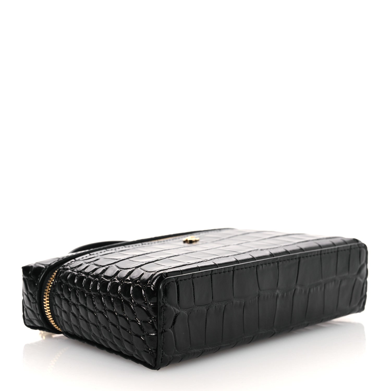 ウ*ミ様 CHANEL ツイードハンドバッグ ブラック・ゴールドノベルティ Chanel Calfskin Crocodile Embossed Top Handle Slim Vanity Case