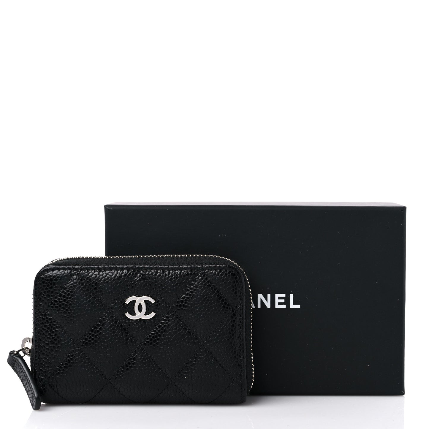 Caviar Quilted Zip Coin Purse Black