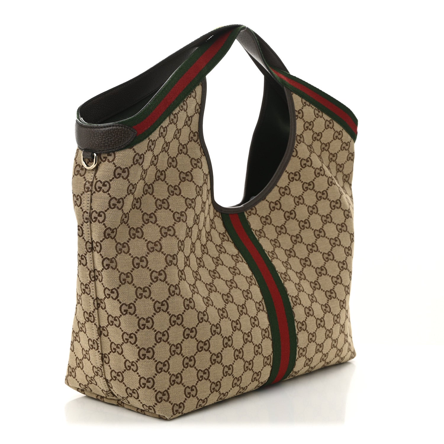Gucci GG Monogram Web Large Giglio Tote Beige Brown 4 of 10