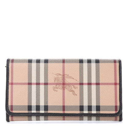 Burberry Haymarket Check Penrose Continental Wallet Chocolate 1 of 10