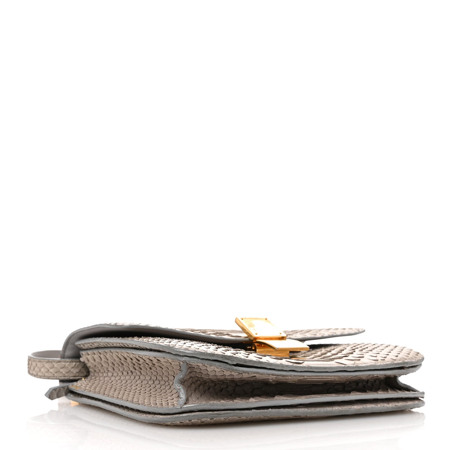 Snakeskin Medium Classic Box Flap Bag Grey