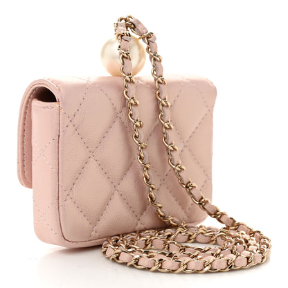 Chanel Iridescent Caviar Quilted Pearl On Top Coin Purse With Chain Light Pink 3 of 11