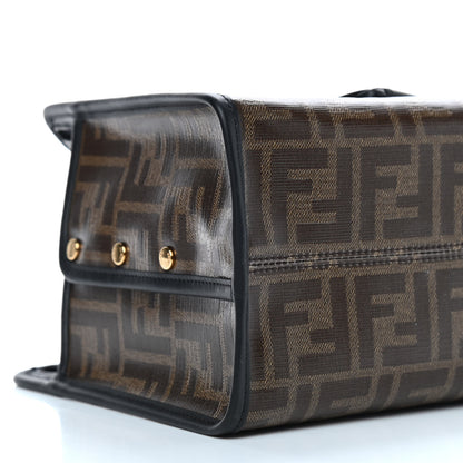 Fendi Glazed Fabric Vitello Century FF 1974 Stamp Patch Mini Peekaboo Defender Cover Mogano Panna Black 8 of 9