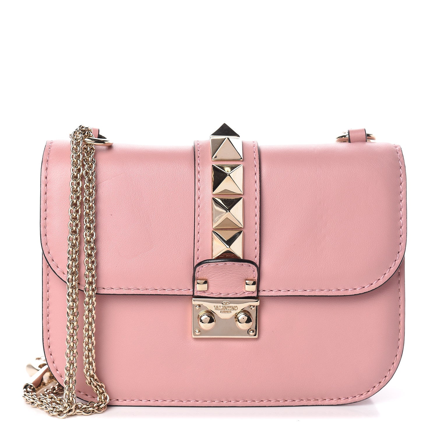 Valentino Garavani Vitello Small Glam Lock Rockstud Flap Pop Gardenia 1 of 8