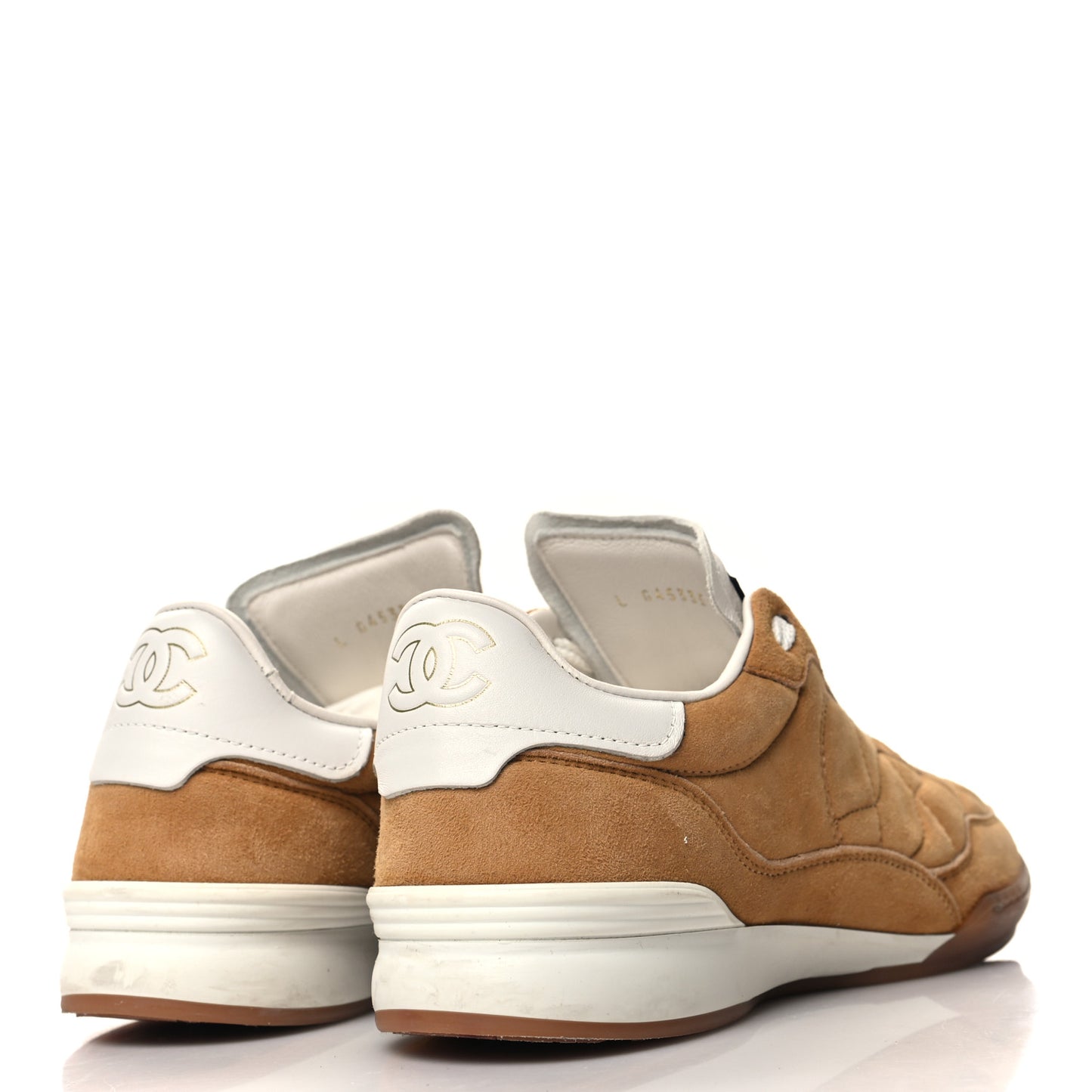 Suede Kidskin Quilted Sneakers 37 Dark Beige