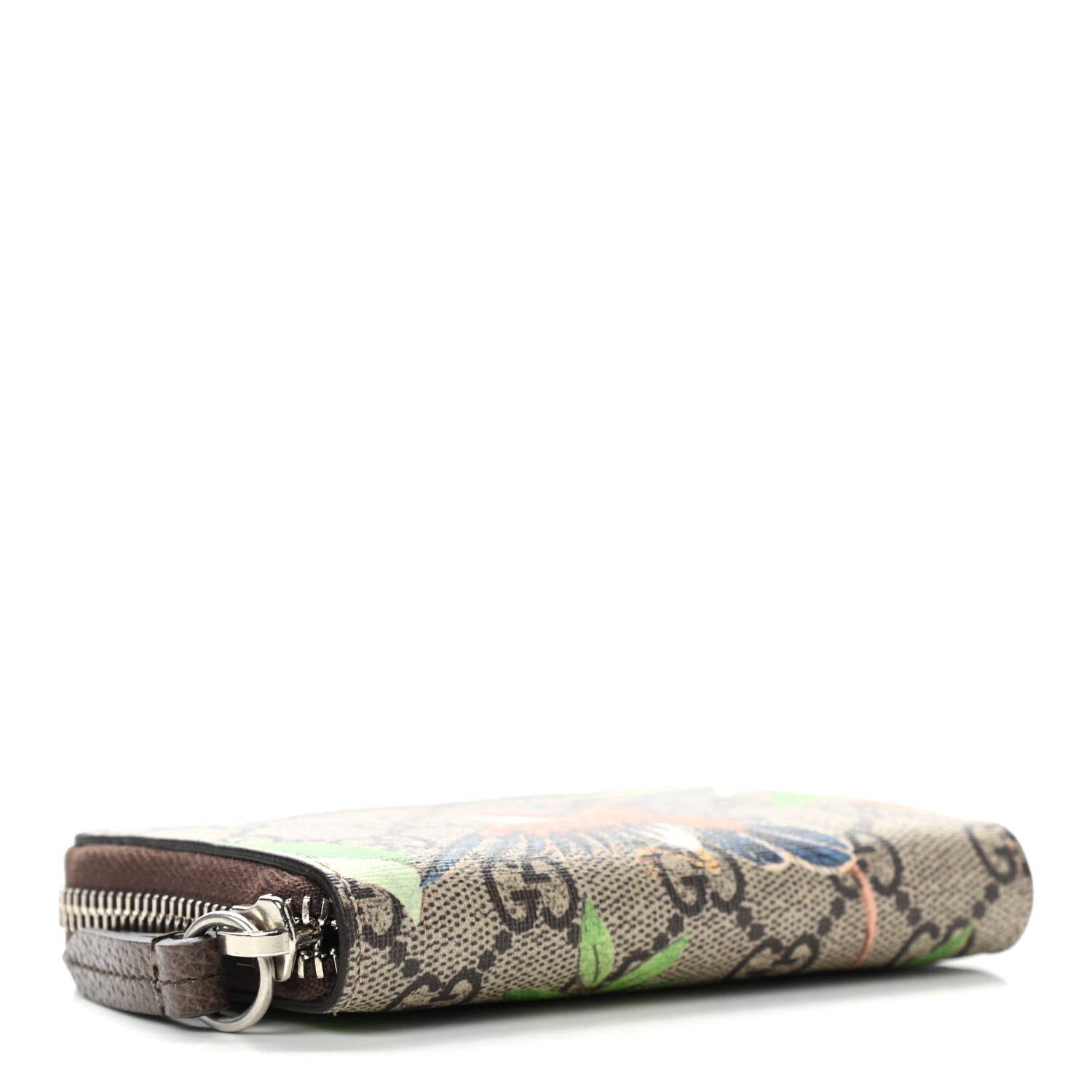 Gucci GG Supreme Monogram Tian Zip Around Card Case Wallet Beige Multicolor New Acero 3 of 6