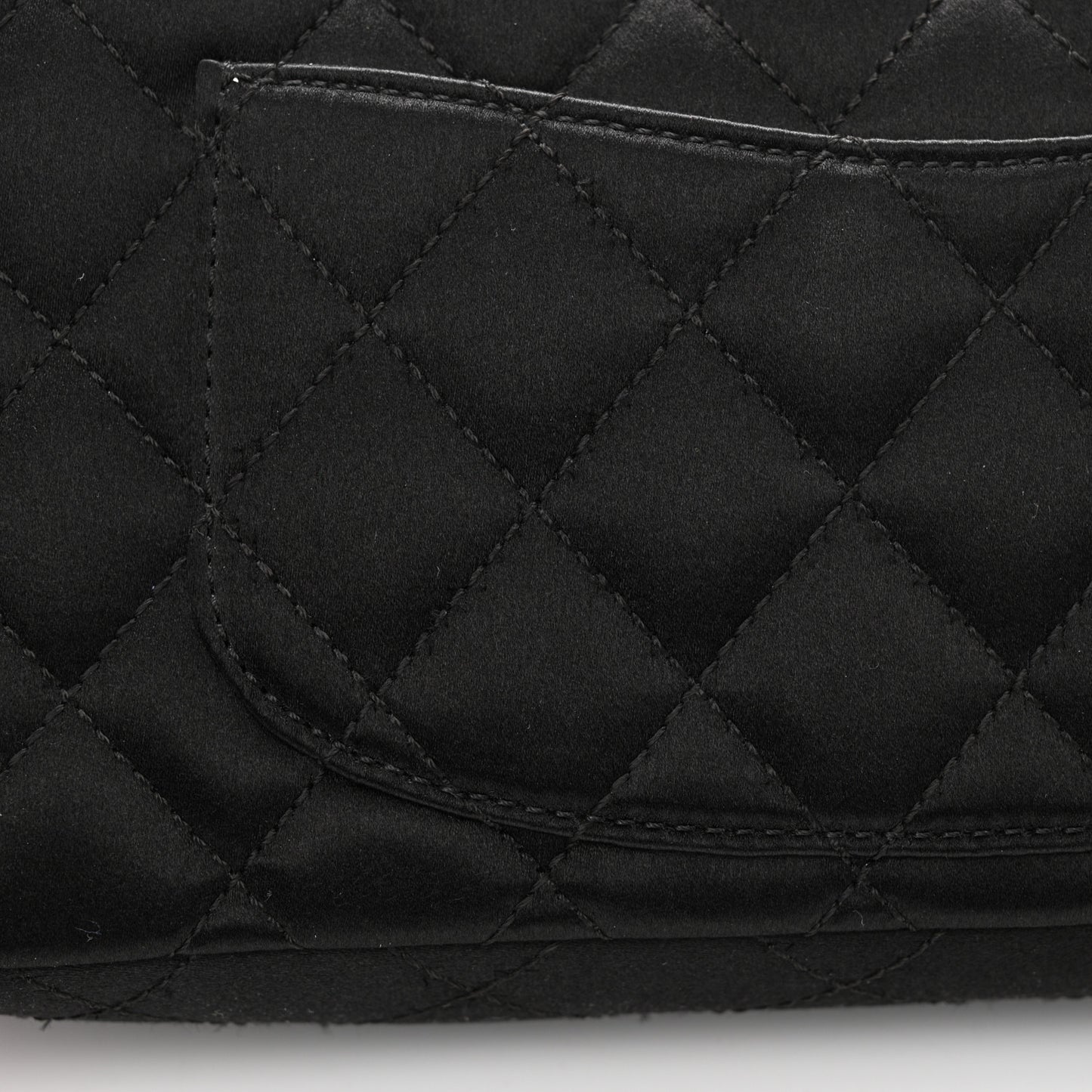 Satin Quilted Precious Jewel East West Flap Black
