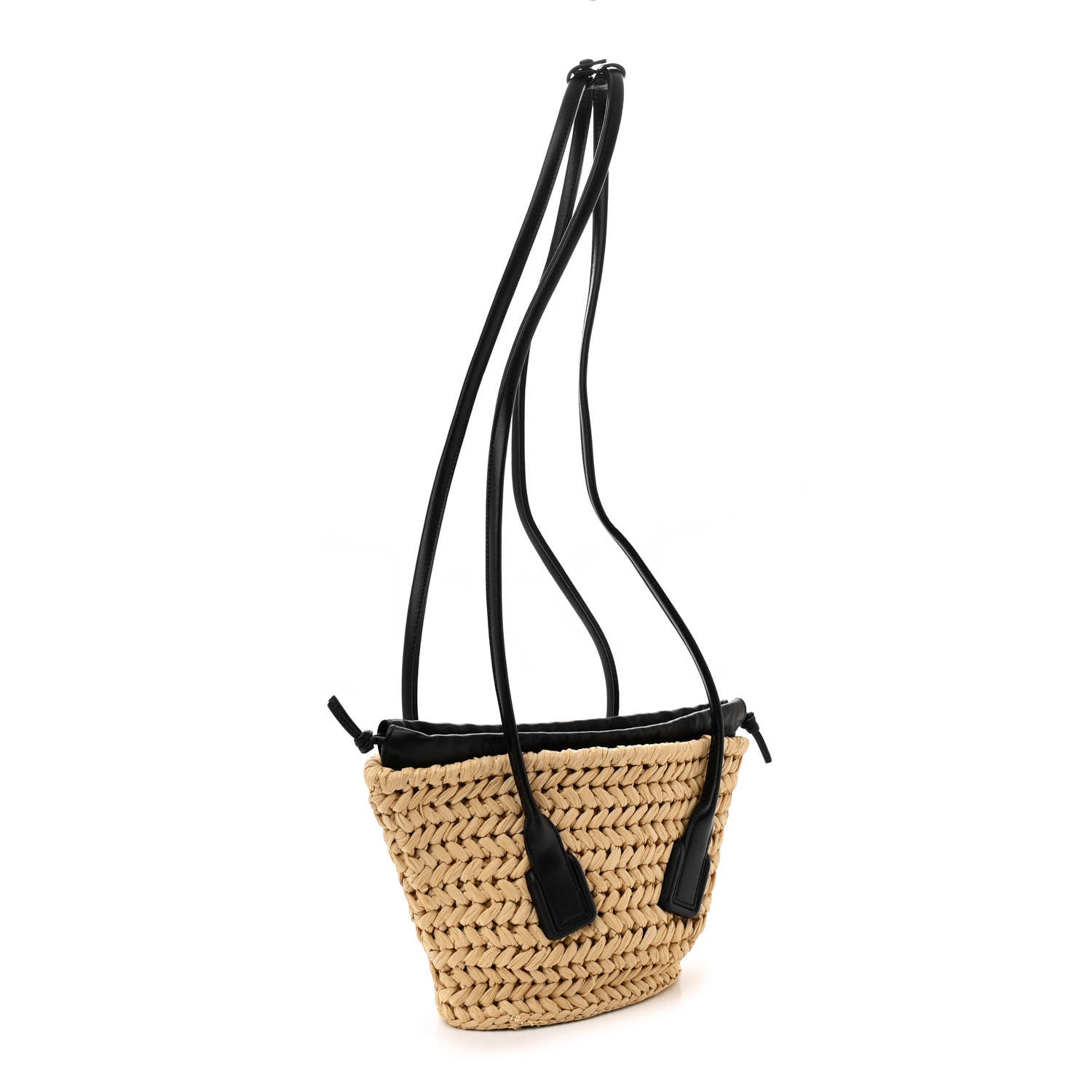 Bottega Veneta Raffia Calfskin Small Arco Basket Black 3 of 12