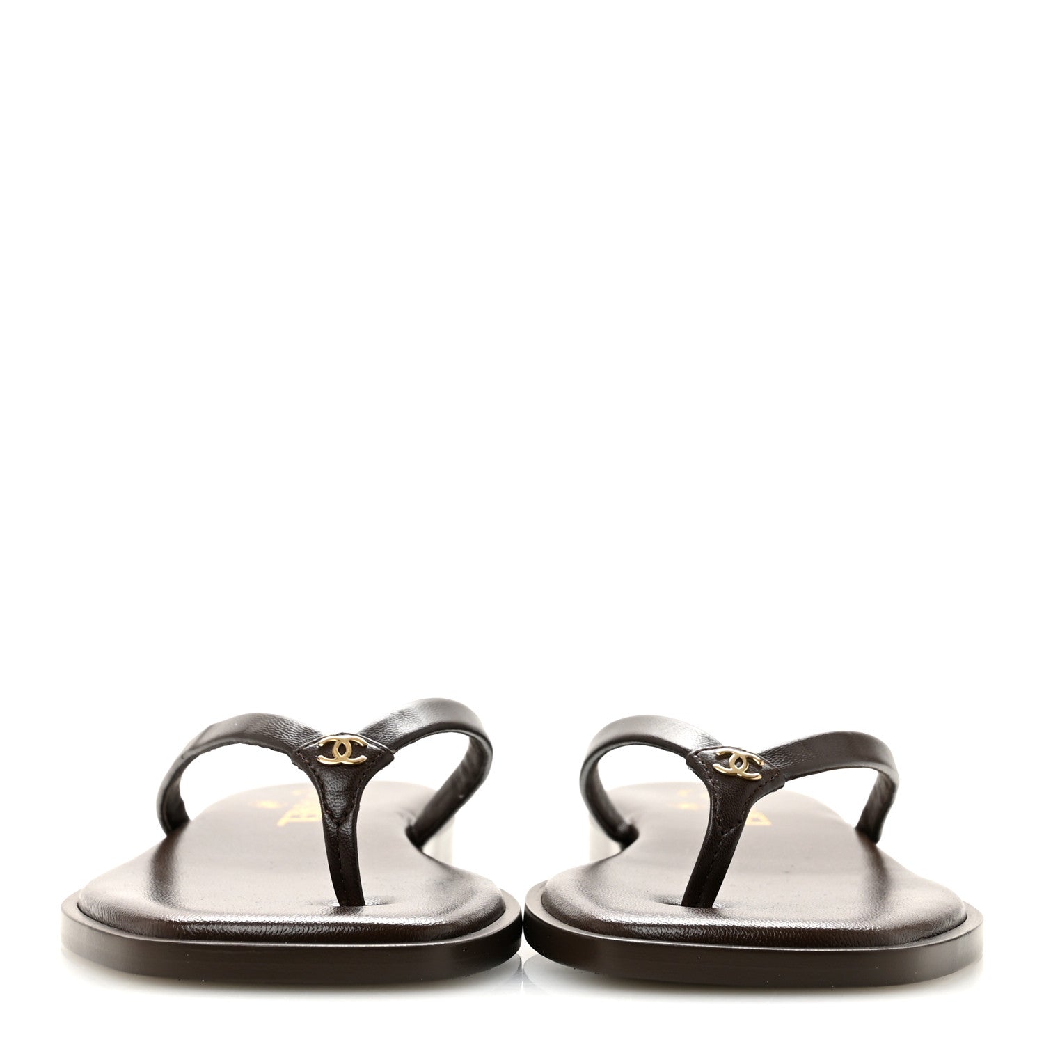 Chanel Goatskin CC Times Square Thong Sandals 36.5 Brown 3 of 10