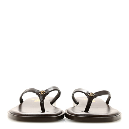 Chanel Goatskin CC Times Square Thong Sandals 36.5 Brown 3 of 10