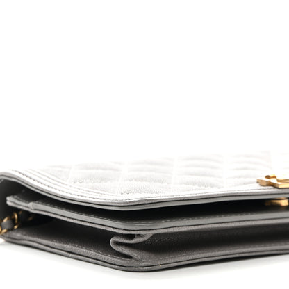 Chanel Caviar Quilted Boy Wallet On Chain WOC Grey 10 of 13