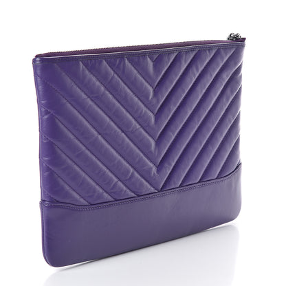Chanel Aged Calfskin Chevron Quilted Gabrielle Cosmetic Case Purple 3 of 7