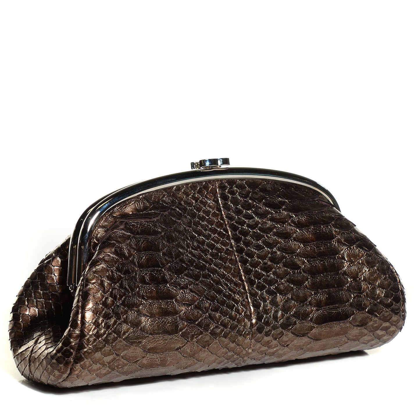 Metallic Python Timeless Clutch Khaki