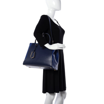 Fendi Vitello Elite Regular 2Jours Tote Blue 2 of 11