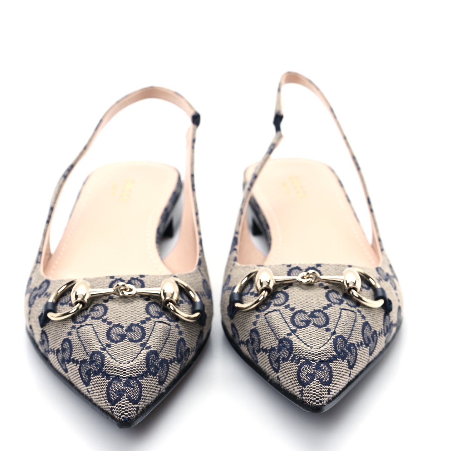 Monogram Horsebit Womens Slingback Ballet Flat 39 Beige Blue