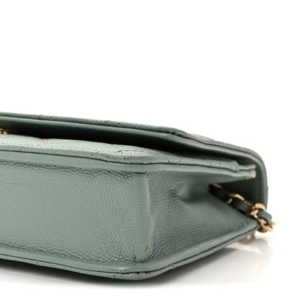Chanel Caviar Quilted Wallet on Chain WOC Light Blue 11 of 11
