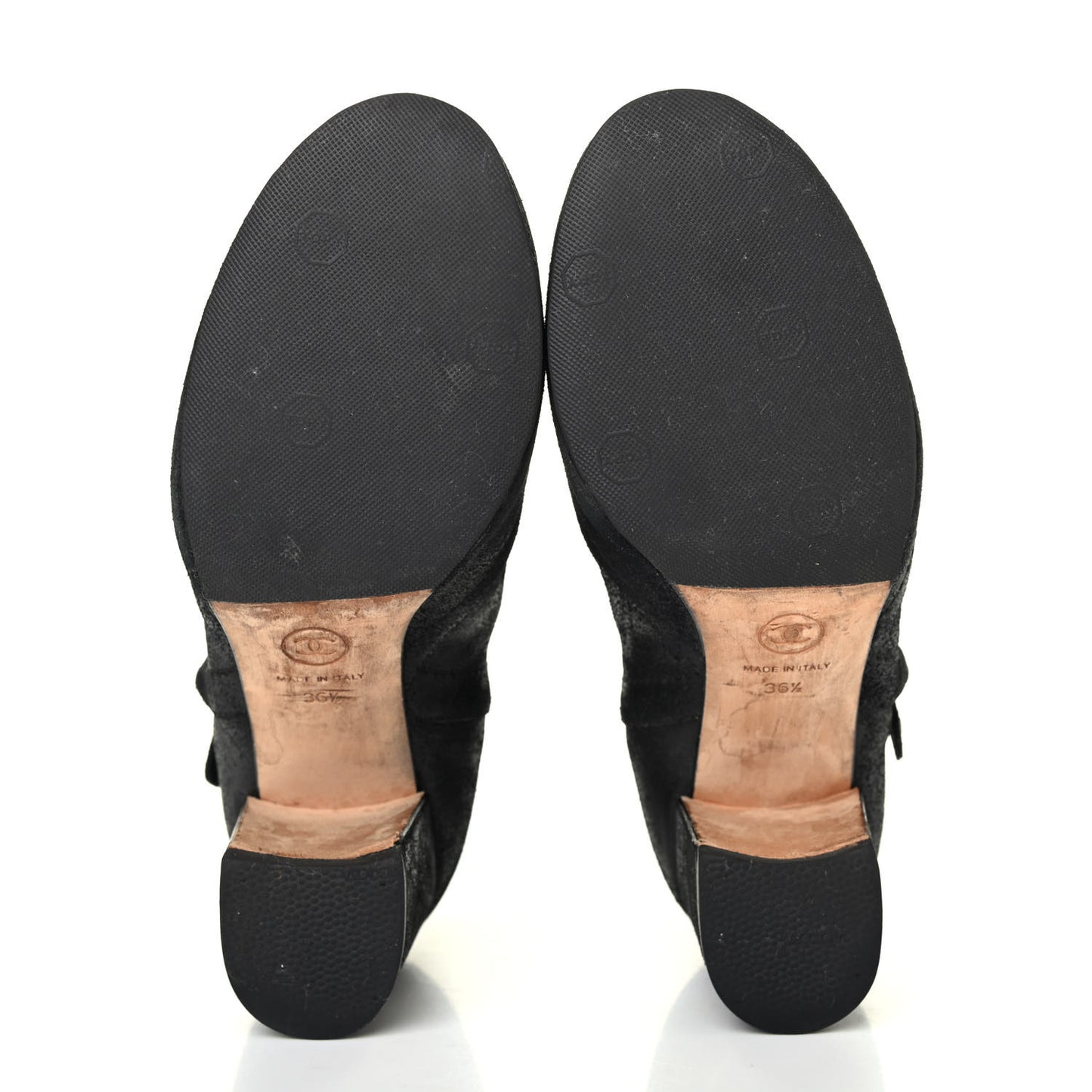 Suede CC Chain Ankle Boots 36.5 Black