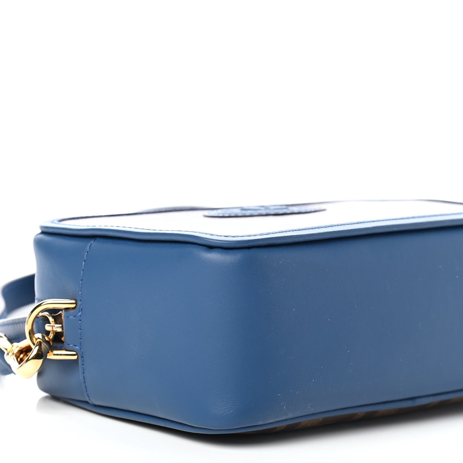 Fendi Glazed Fabric Vitello Century FF 1974 Stamp Patch Mini Camera Case Mogano Panna Iris 8 of 9