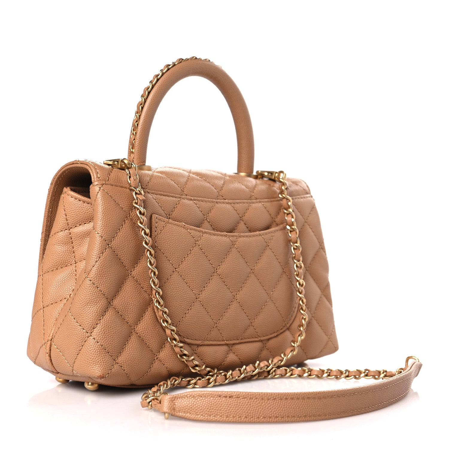 Chanel Caviar Quilted Mini Coco Chain Handle Flap Dark Beige 2 of 9