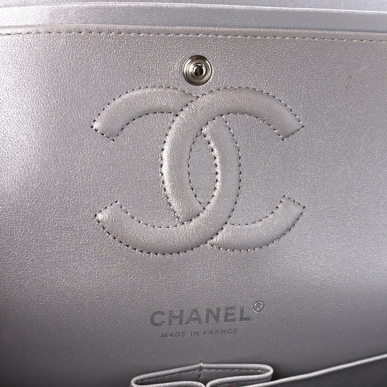 Chanel Metallic Lambskin Quilted Medium Double Flap Silver 6 of 12