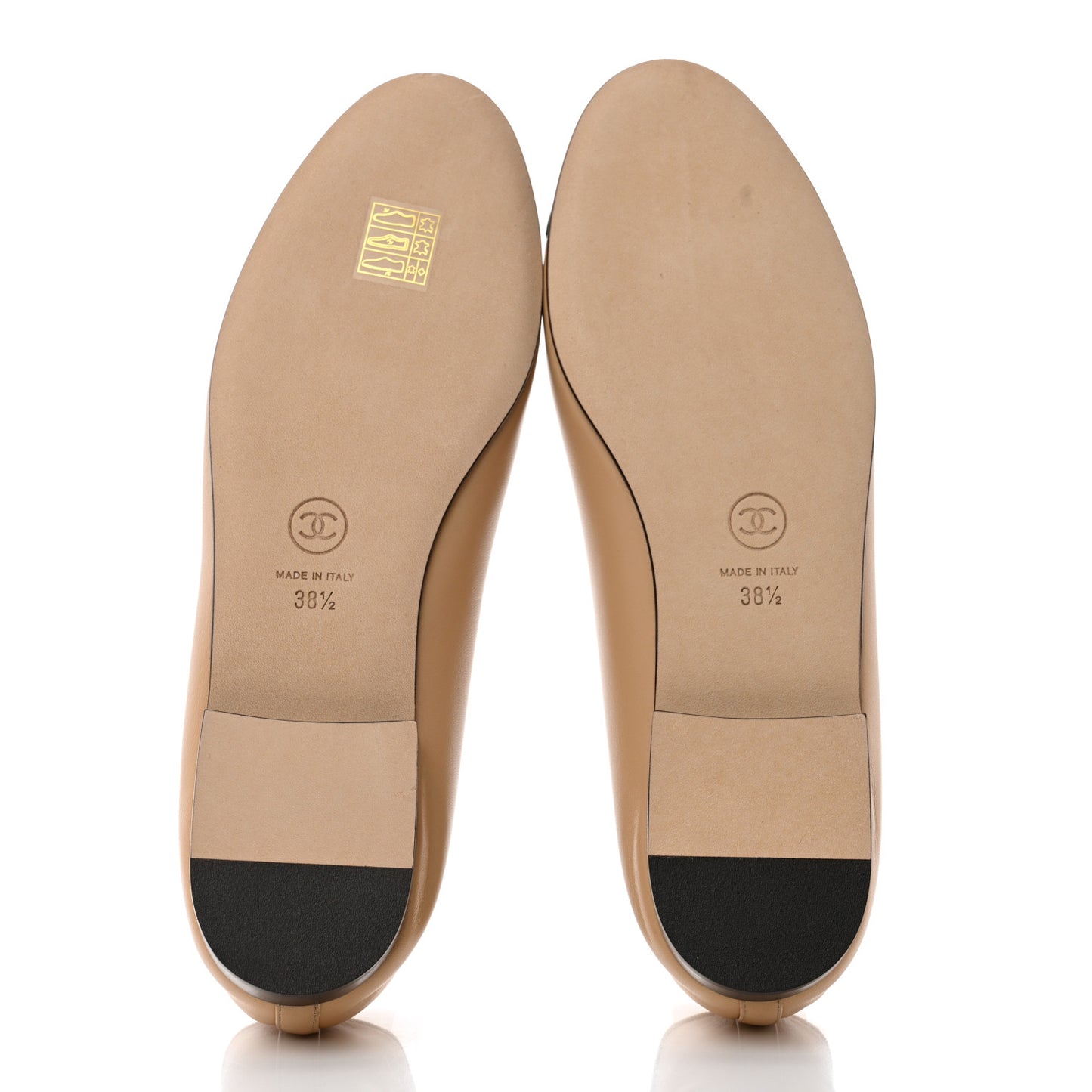 Lambskin Cap Toe CC Ballerina Flats 38.5 Beige Black