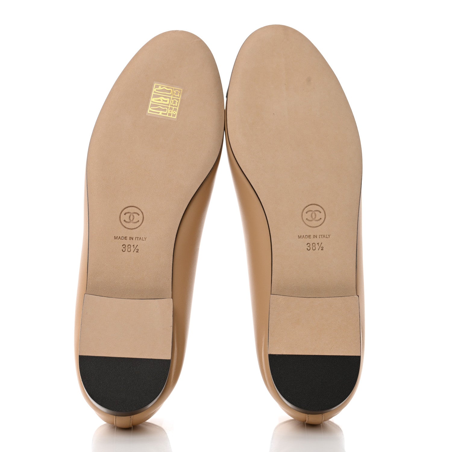 Chanel Lambskin Cap Toe CC Ballerina Flats 38.5 Beige Black 5 of 9