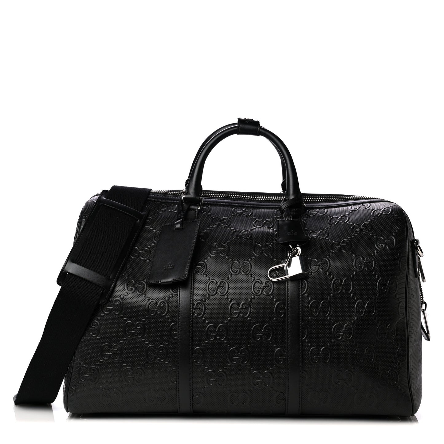 Calfskin GG Tennis Embossed Duffle Bag Black