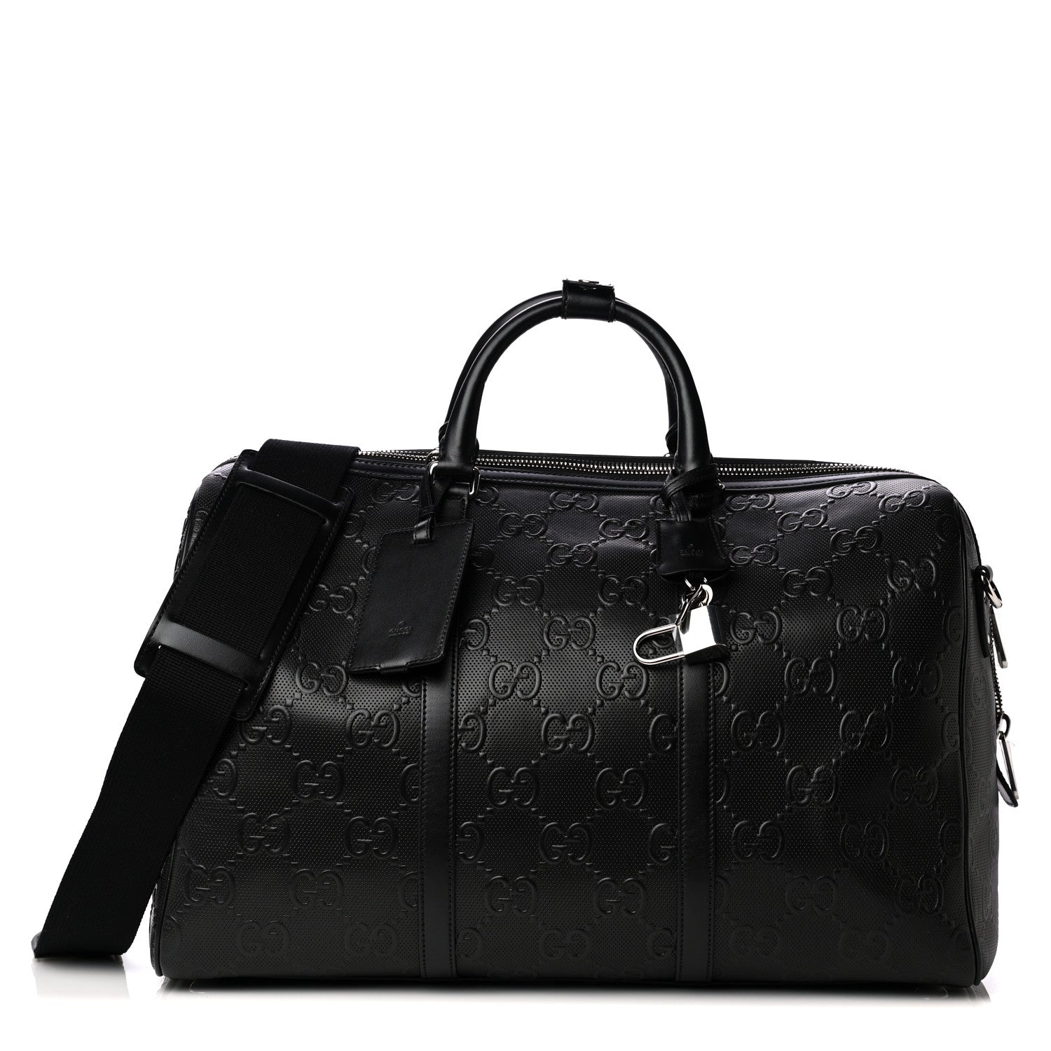 Gucci Calfskin GG Tennis Embossed Duffle Bag Black 1 of 6