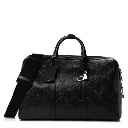Gucci Calfskin GG Tennis Embossed Duffle Bag Black 1 of 6