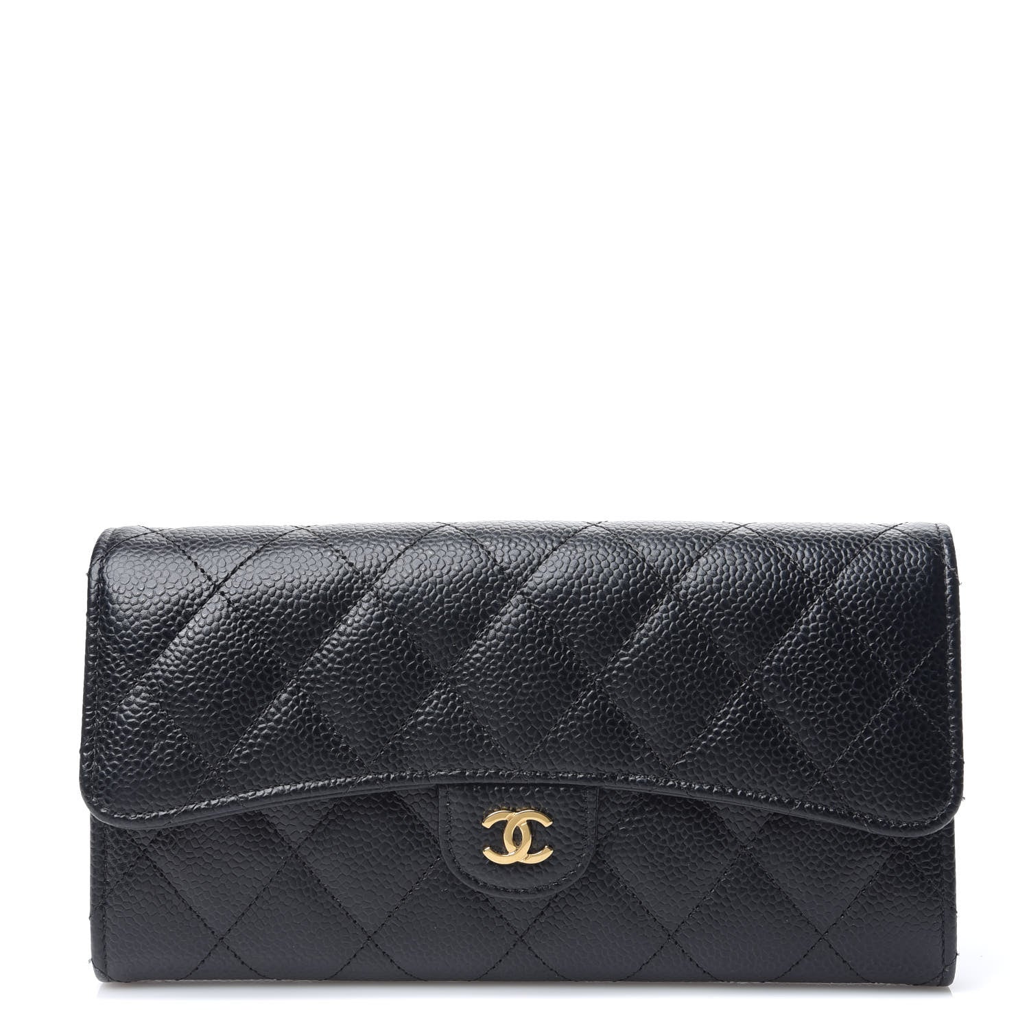 Chanel Caviar Quilted Large Gusset Flap Wallet Black 1 of 7