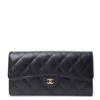 Chanel Caviar Quilted Large Gusset Flap Wallet Black 1 of 7