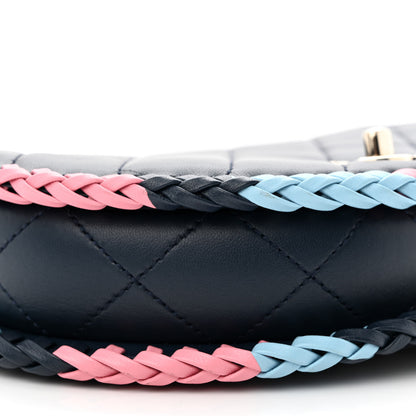 Chanel Lambskin Quilted Braided Messenger Flap Navy Multicolor 9 of 11