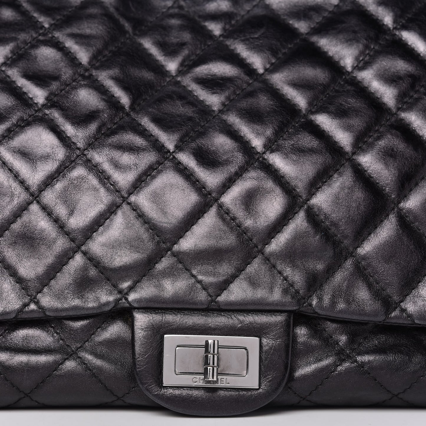 Metallic Calfskin Quilted XL Accordion Reissue Flap Black