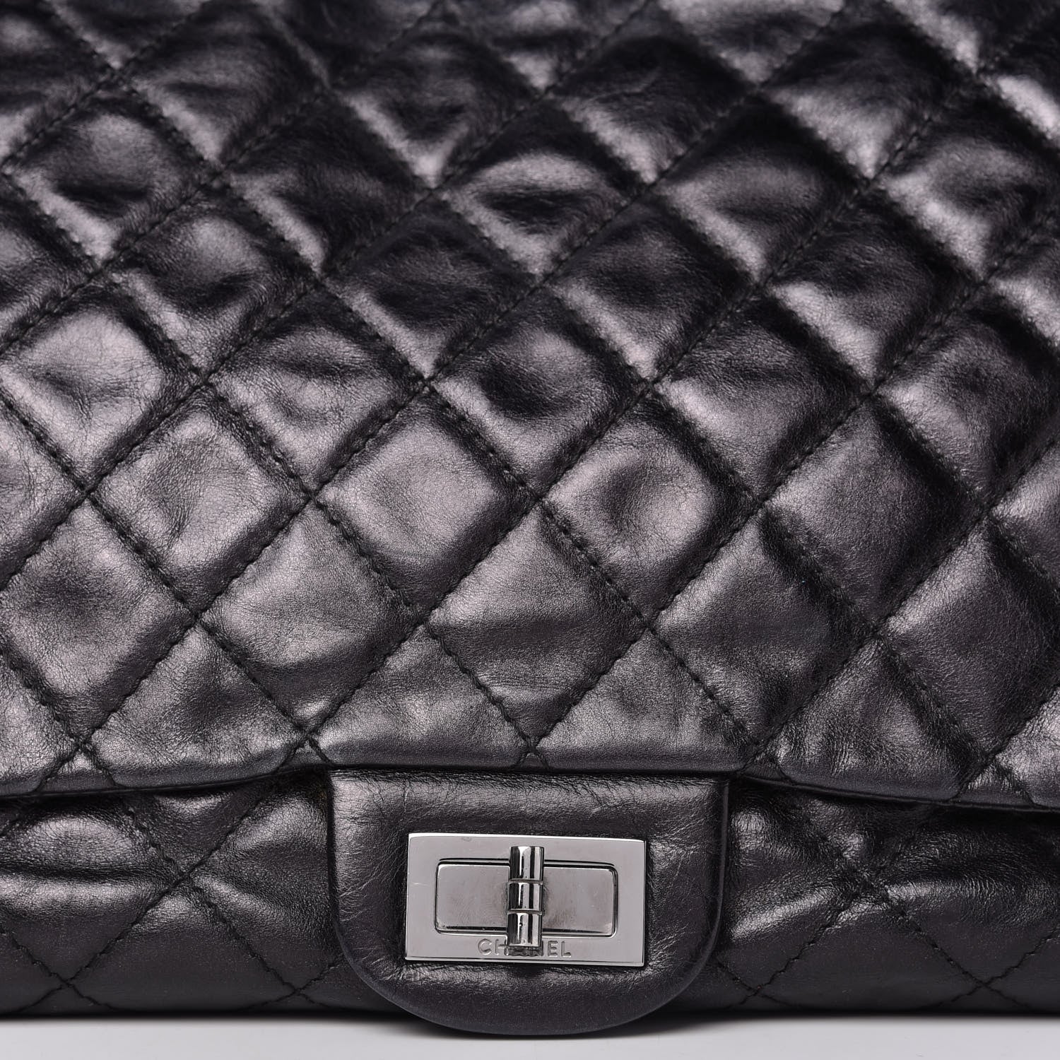 Chanel Metallic Calfskin Quilted XL Accordion Reissue Flap Black 10 of 10