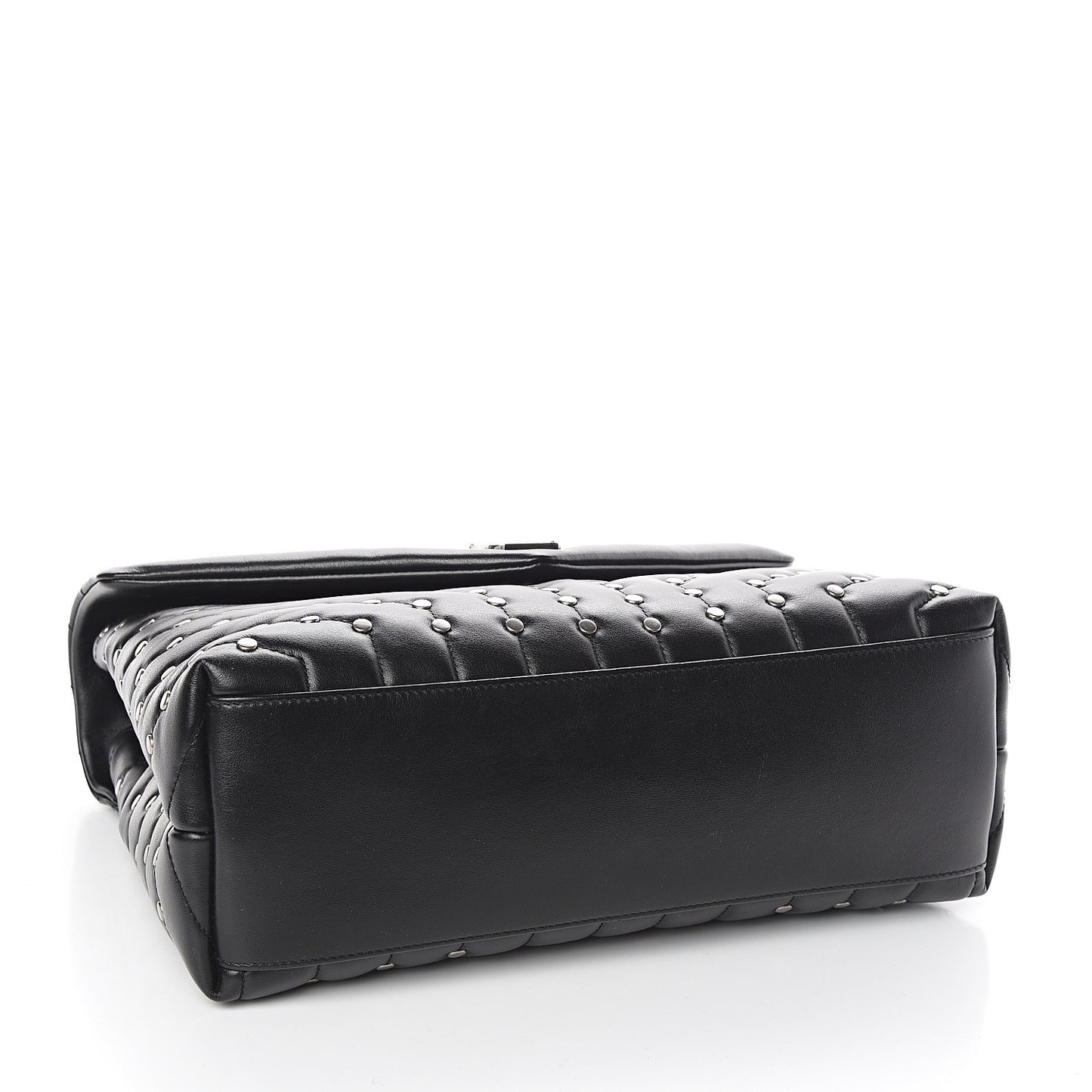 Calfskin Studded Y Quilted Monogram Medium Loulou Chain Satchel Black