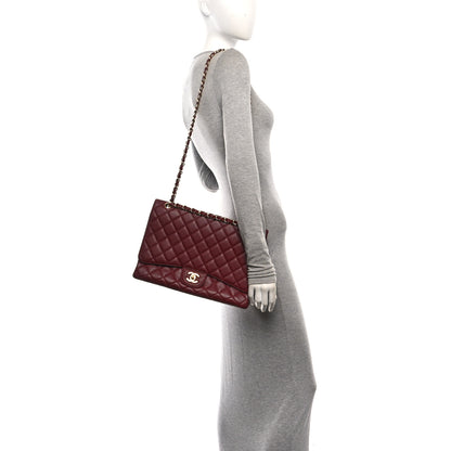 Chanel Caviar Quilted Maxi Single Flap Dark Red 2 of 12