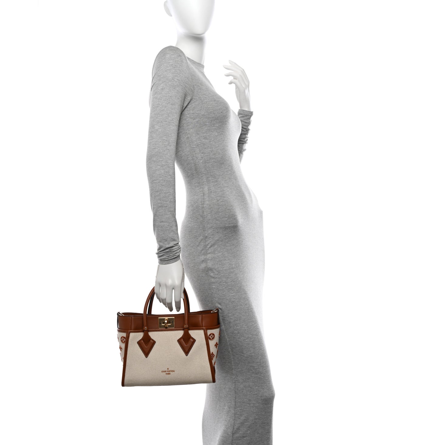 Canvas Calfskin Monogram On My Side PM Caramel Tan