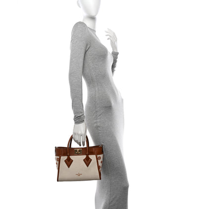 Louis Vuitton Canvas Calfskin Monogram On My Side PM Caramel Tan 2 of 9